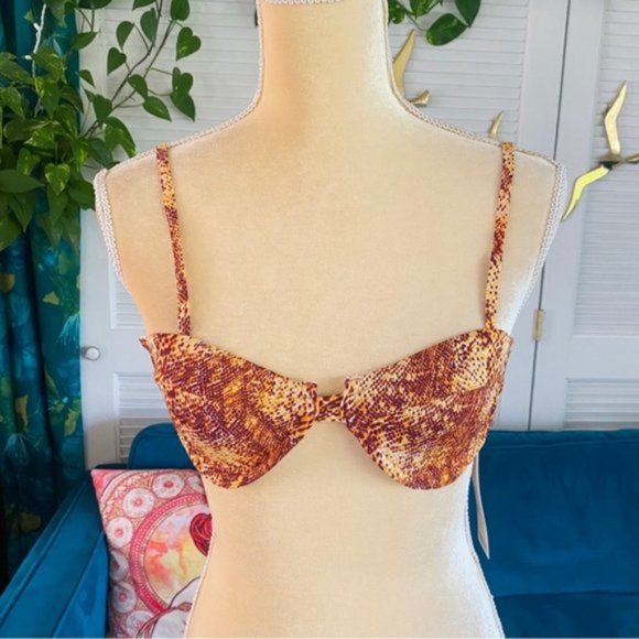Urban Outfitters | Out From Under Ivy Printed Underwire Bikini Top Snake Print M - Picture 3 of 12